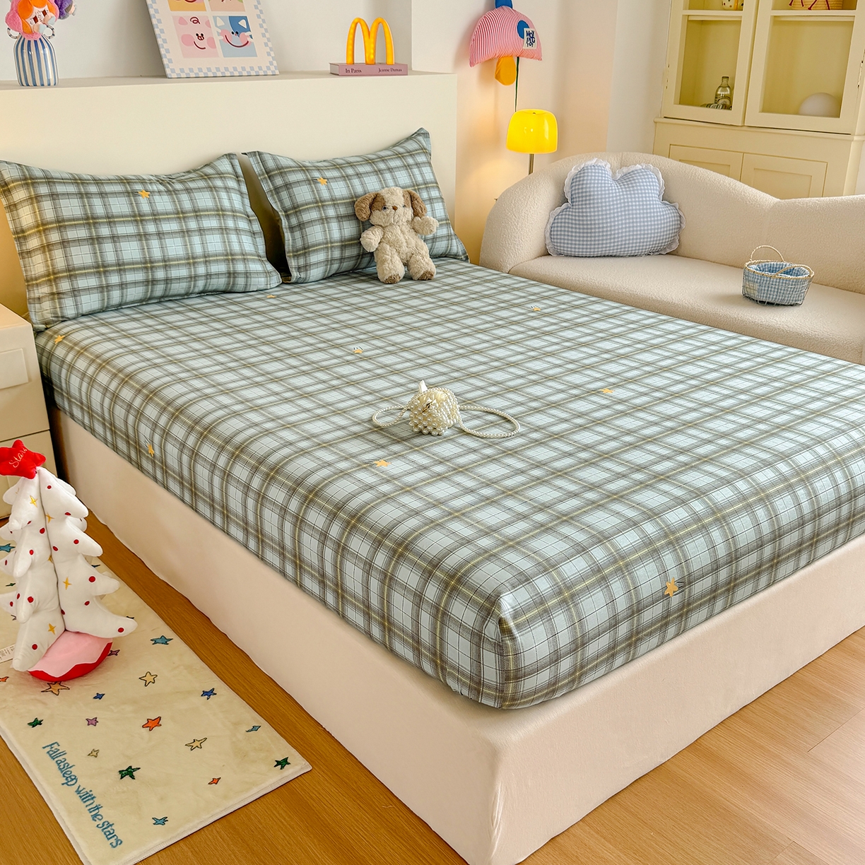 91家纺网 家纺一手货源 找家纺 尚帛 2026新款全棉品质喷气印花爆款四件套 多规格套件 单品系列-单床笠 闪耀的星