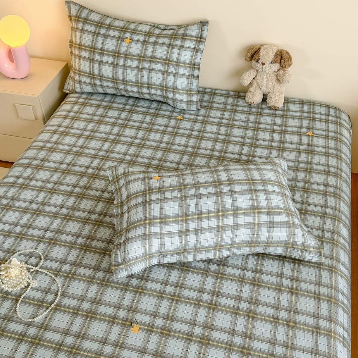 91家纺网 家纺一手货源 找家纺 尚帛 2026新款全棉品质喷气印花爆款四件套 多规格套件 单品系列-单床笠 闪耀的星