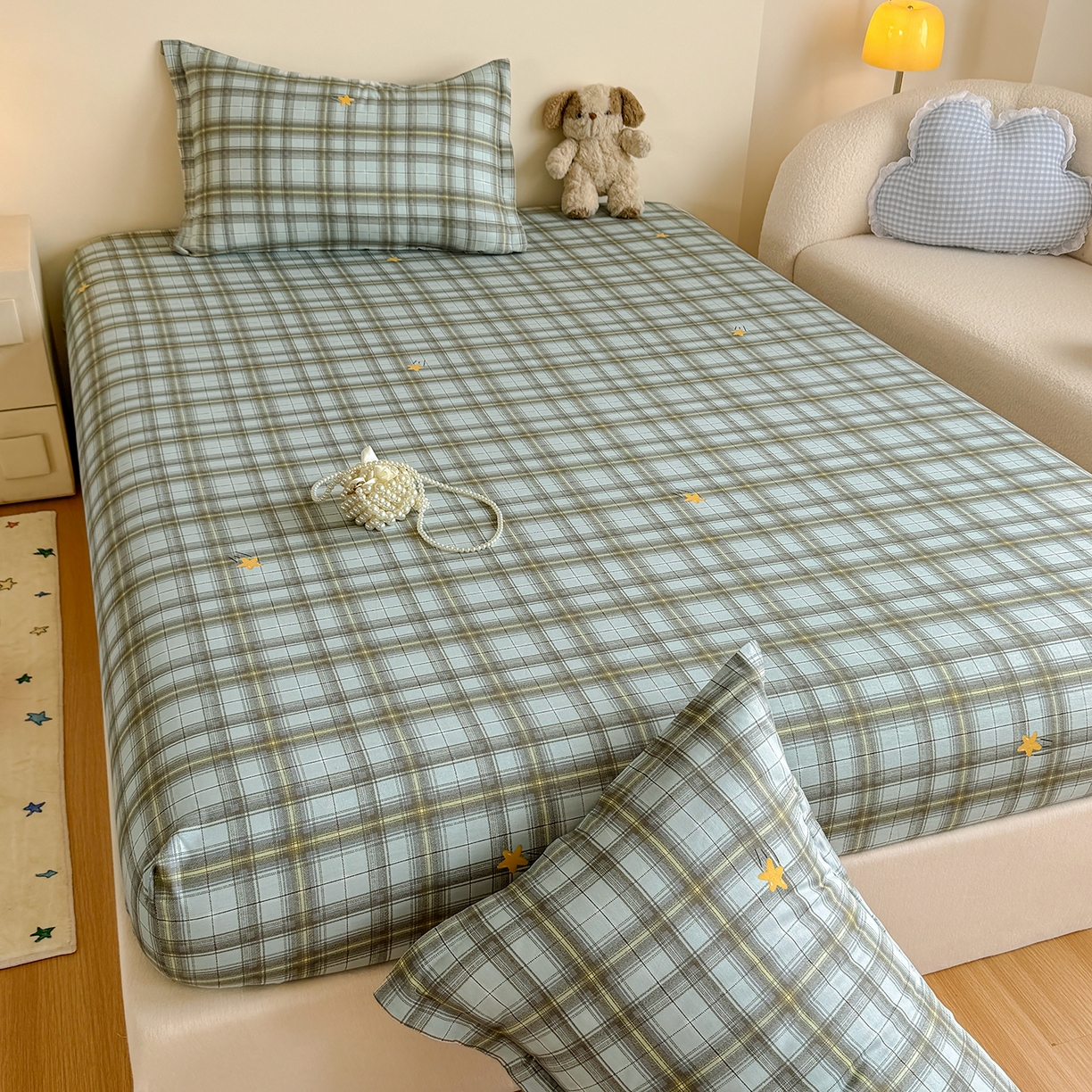 91家纺网 家纺一手货源 找家纺 尚帛 2026新款全棉品质喷气印花爆款四件套 多规格套件 单品系列-单床笠 闪耀的星