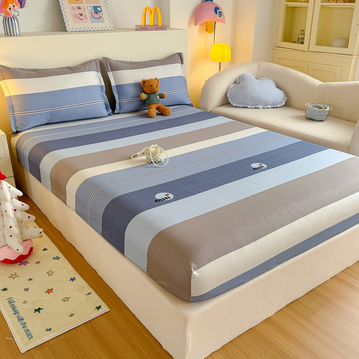 91家纺网 家纺一手货源 找家纺 尚帛 2026新款全棉品质喷气印花爆款四件套 多规格套件 单品系列-单床笠 时尚慕斯