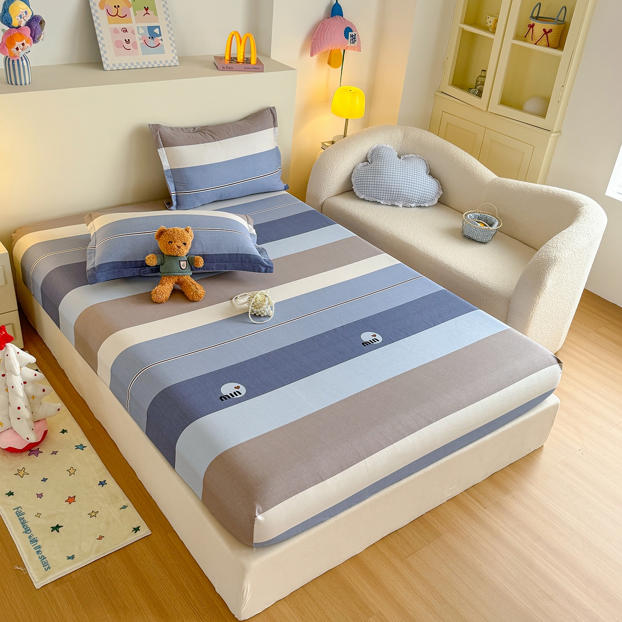 91家纺网 家纺一手货源 找家纺 尚帛 2026新款全棉品质喷气印花爆款四件套 多规格套件 单品系列-单床笠 时尚慕斯