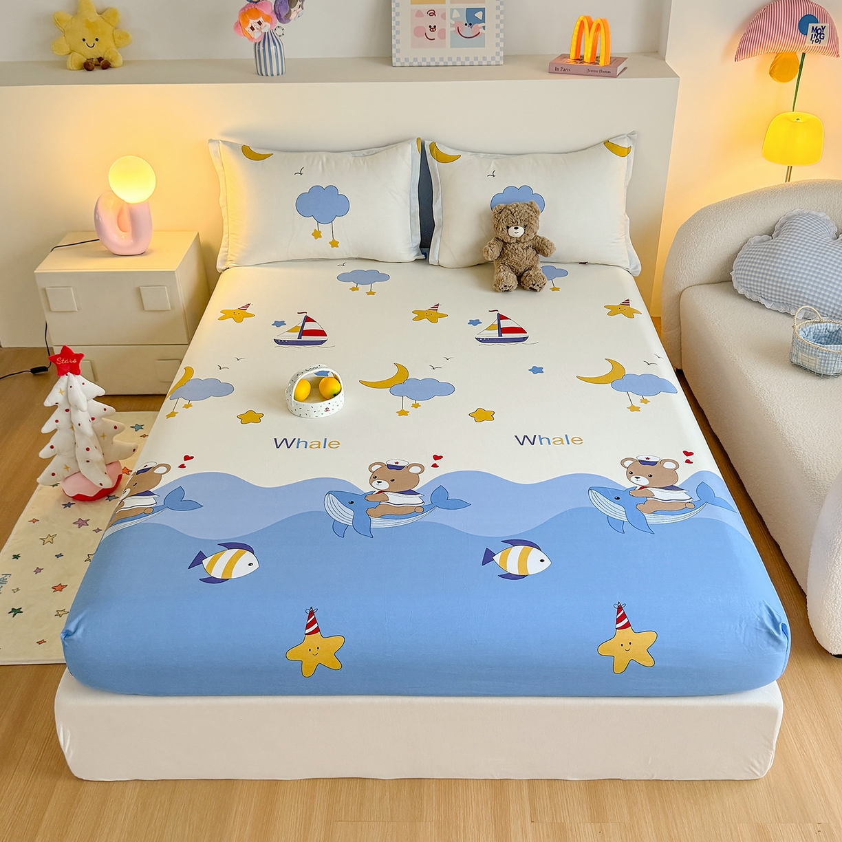 尚帛 2026新款全棉品质喷气印花爆款四件套 多规格套件 单品系列-单床笠 水上乐园