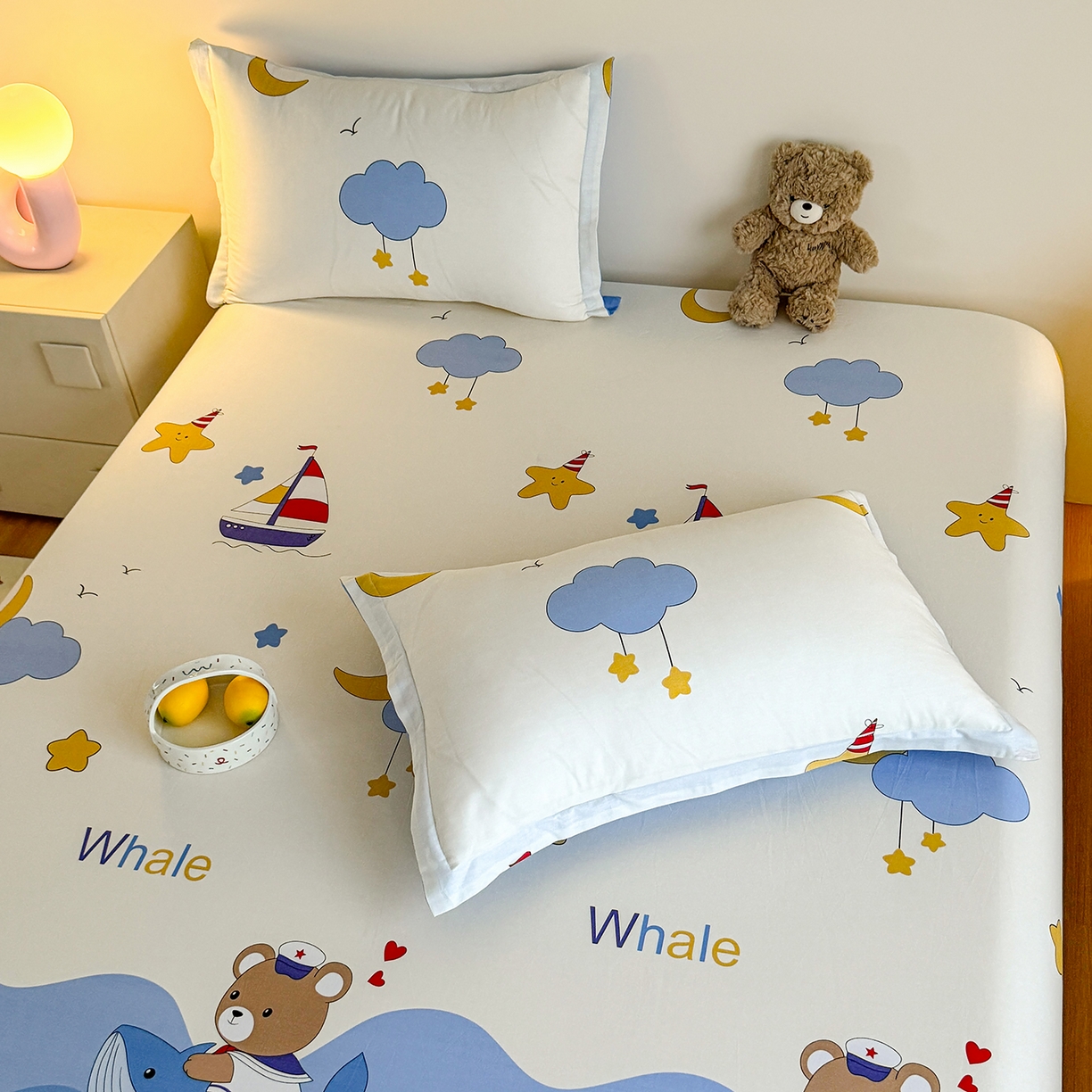 91家纺网 家纺一手货源 找家纺 尚帛 2026新款全棉品质喷气印花爆款四件套 多规格套件 单品系列-单床笠 水上乐园