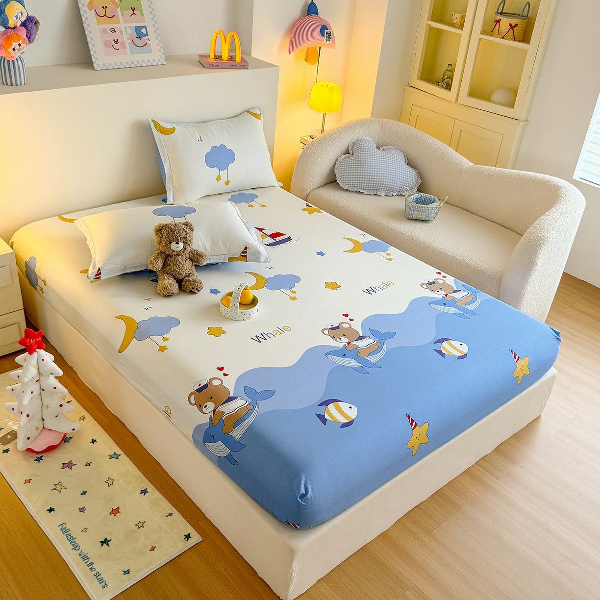 91家纺网 家纺一手货源 找家纺 尚帛 2026新款全棉品质喷气印花爆款四件套 多规格套件 单品系列-单床笠 水上乐园