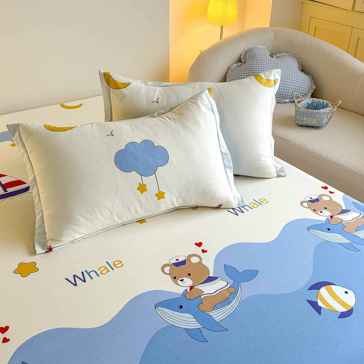 91家纺网 家纺一手货源 找家纺 尚帛 2026新款全棉品质喷气印花爆款四件套 多规格套件 单品系列-单床笠 水上乐园