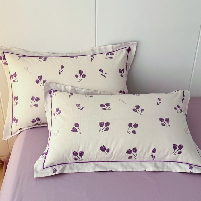 艾迪尚家纺 2026新款133X76宽幅全棉纯棉印花单品枕套 枕套单件 郁见你-紫