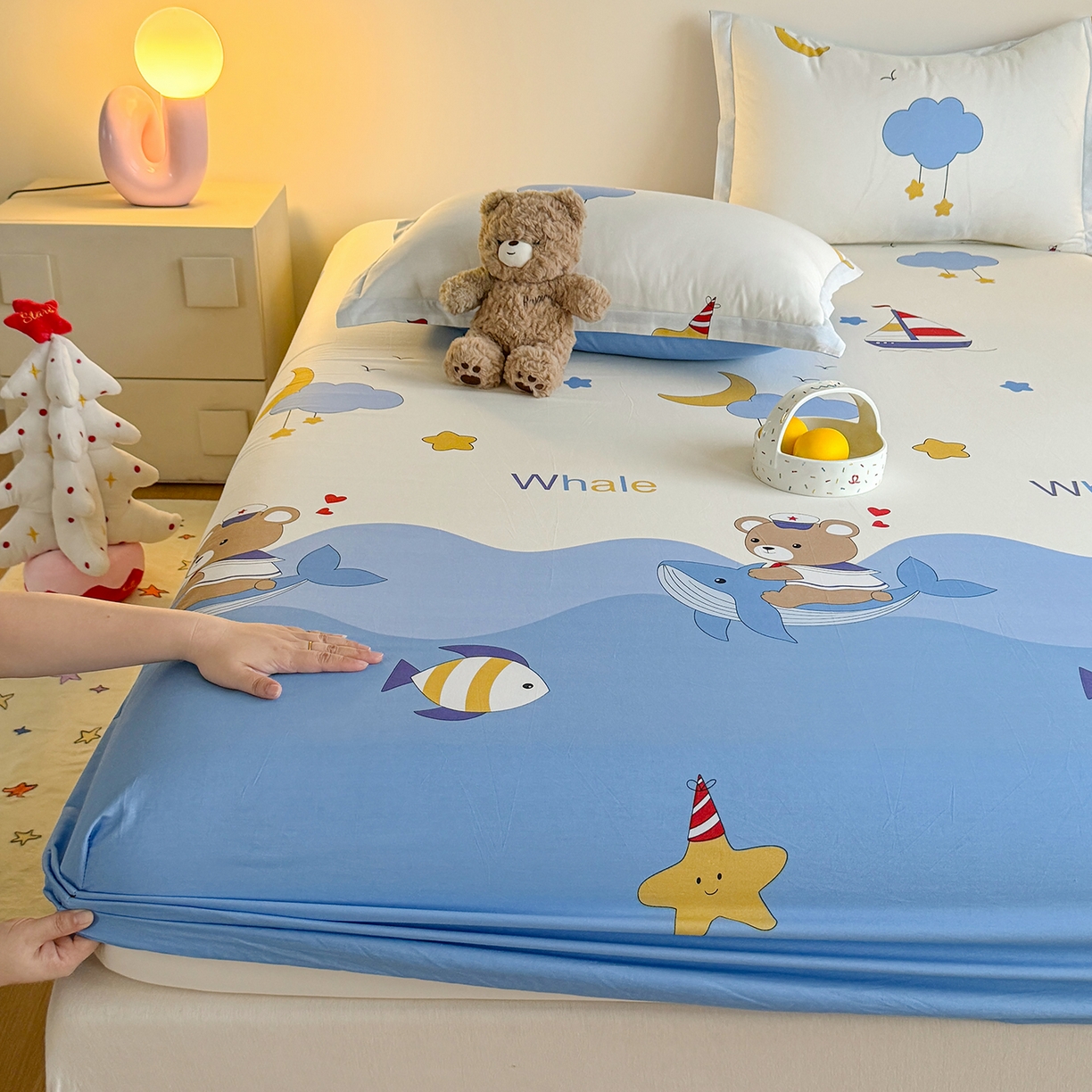 91家纺网 家纺一手货源 找家纺 尚帛 2026新款全棉品质喷气印花爆款四件套 多规格套件 单品系列-单床笠 水上乐园