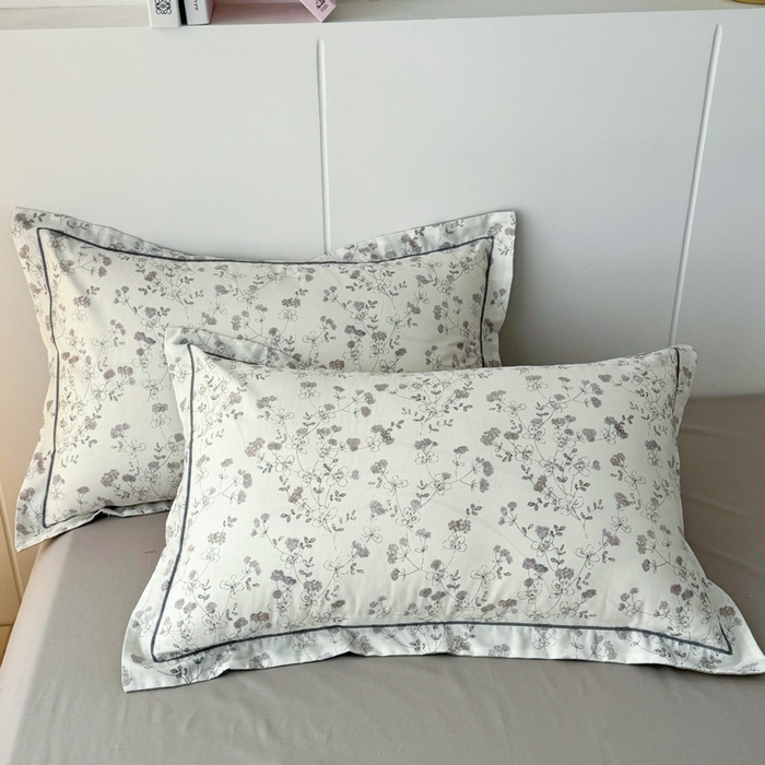 艾迪尚家纺 2026新款133X76宽幅全棉纯棉印花单品枕套 枕套单件 夜来香-灰