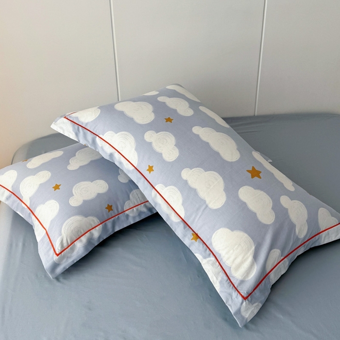 91家纺网 家纺一手货源 找家纺 艾迪尚家纺 2026新款133X76宽幅全棉纯棉印花单品枕套 枕套单件 踏浪-蓝