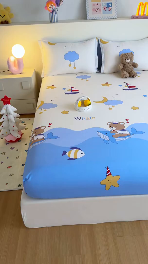 91家纺网 家纺一手货源 找家纺 尚帛 2026新款全棉品质喷气印花爆款四件套 多规格套件 单品系列-单床笠 水上乐园