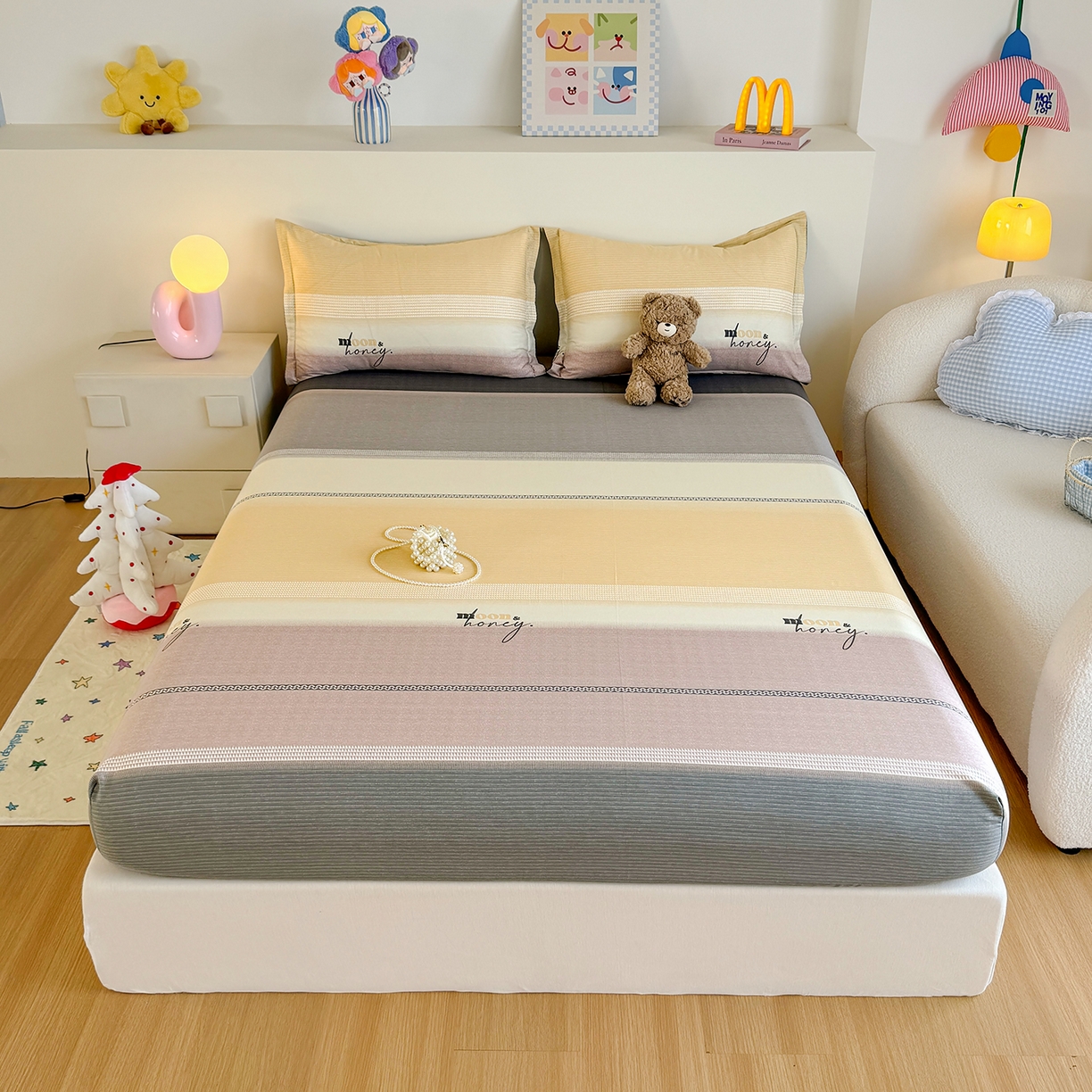 尚帛 2026新款全棉品质喷气印花爆款四件套 多规格套件 单品系列-单床笠 协奏曲-红