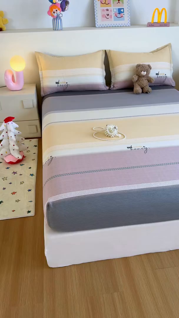 91家纺网 家纺一手货源 找家纺 尚帛 2026新款全棉品质喷气印花爆款四件套 多规格套件 单品系列-单床笠 协奏曲-红