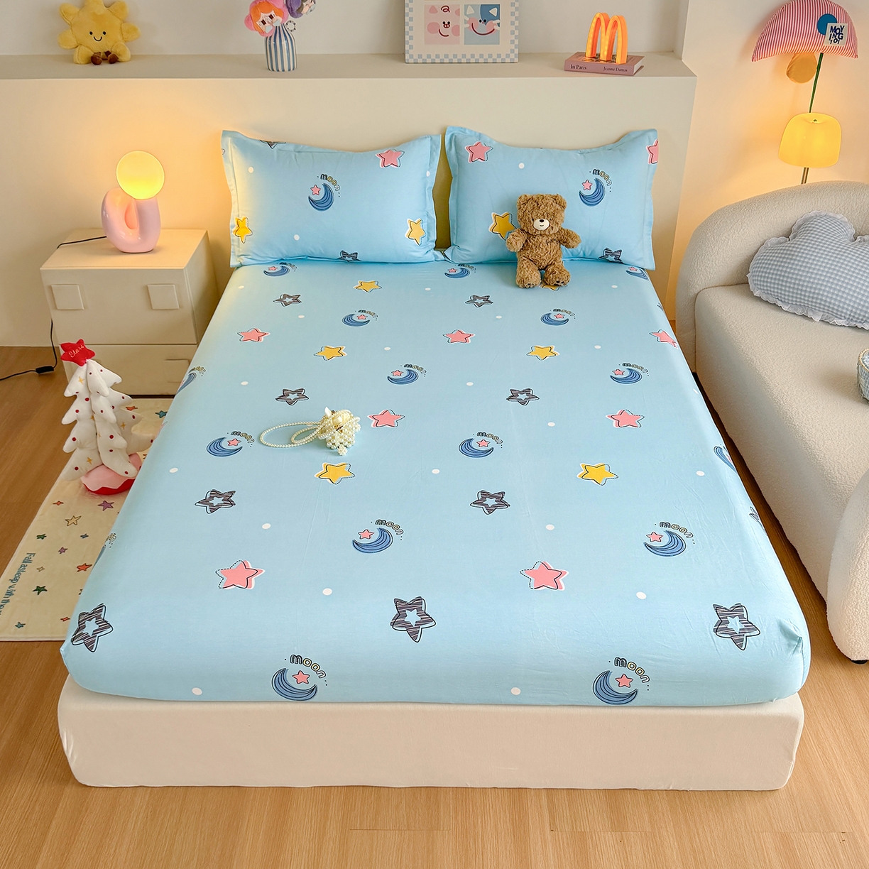 尚帛 2026新款全棉品质喷气印花爆款四件套 多规格套件 单品系列-单床笠 星梦想