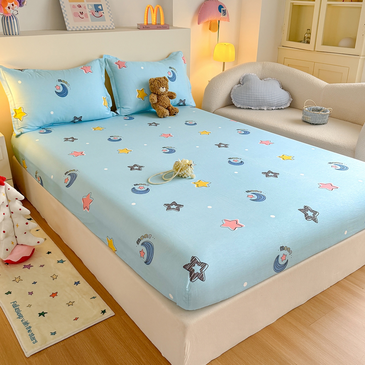 91家纺网 家纺一手货源 找家纺 尚帛 2026新款全棉品质喷气印花爆款四件套 多规格套件 单品系列-单床笠 星梦想