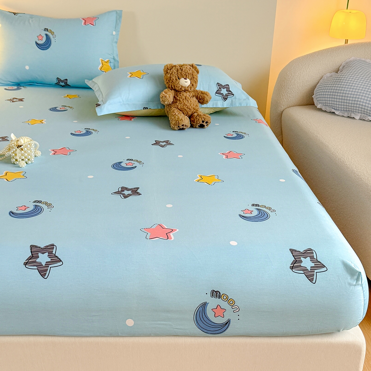 91家纺网 家纺一手货源 找家纺 尚帛 2026新款全棉品质喷气印花爆款四件套 多规格套件 单品系列-单床笠 星梦想