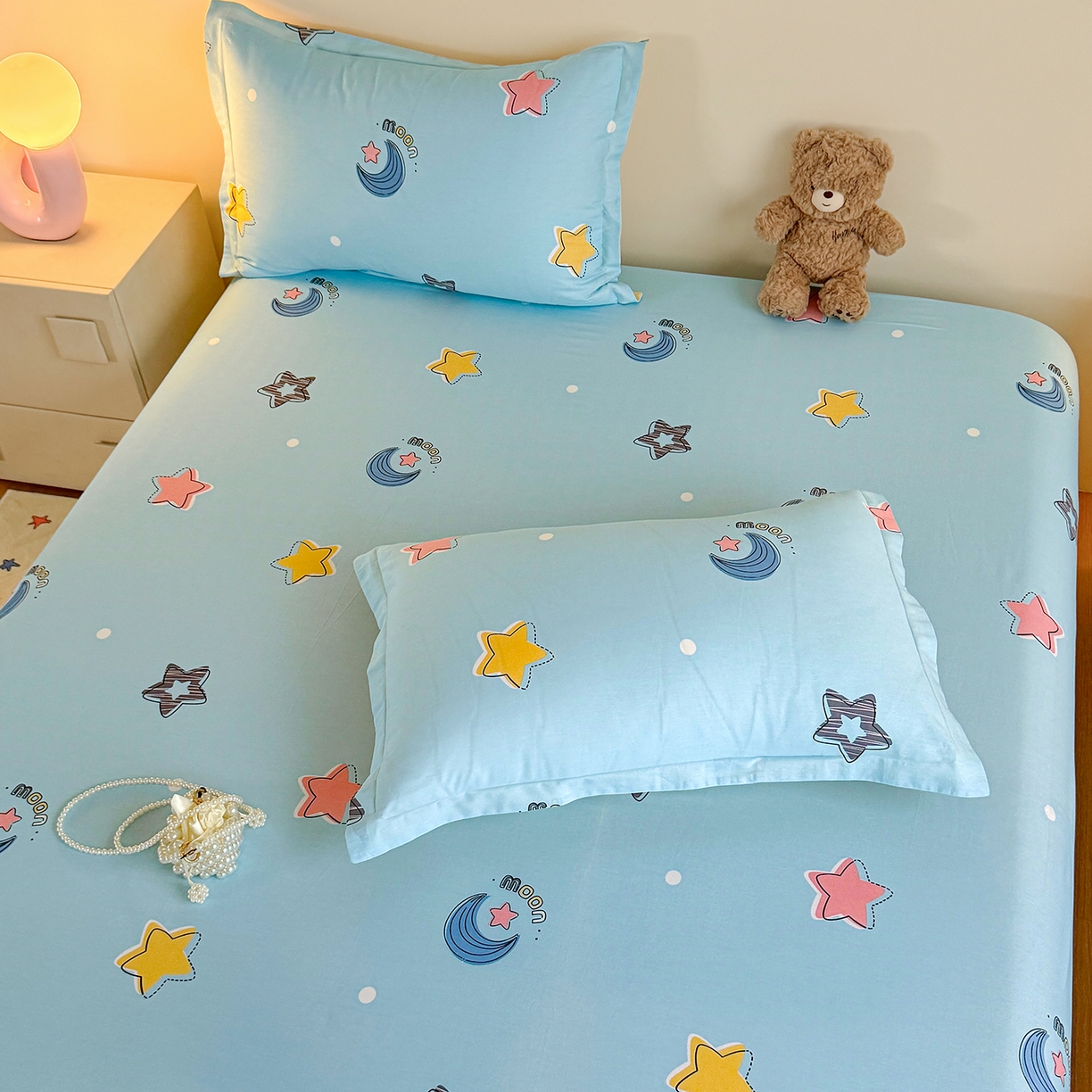 91家纺网 家纺一手货源 找家纺 尚帛 2026新款全棉品质喷气印花爆款四件套 多规格套件 单品系列-单床笠 星梦想