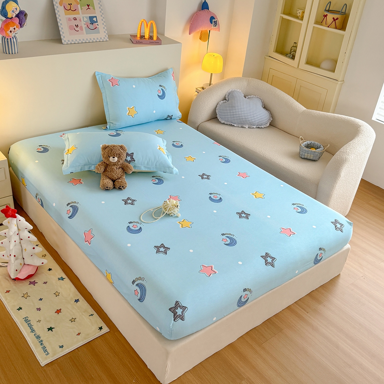 91家纺网 家纺一手货源 找家纺 尚帛 2026新款全棉品质喷气印花爆款四件套 多规格套件 单品系列-单床笠 星梦想