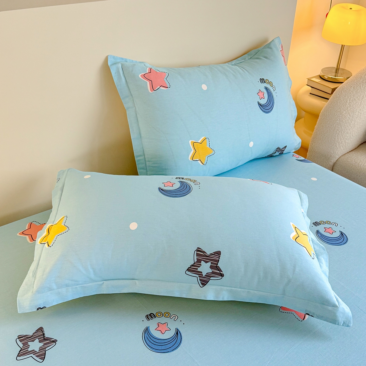 91家纺网 家纺一手货源 找家纺 尚帛 2026新款全棉品质喷气印花爆款四件套 多规格套件 单品系列-单床笠 星梦想