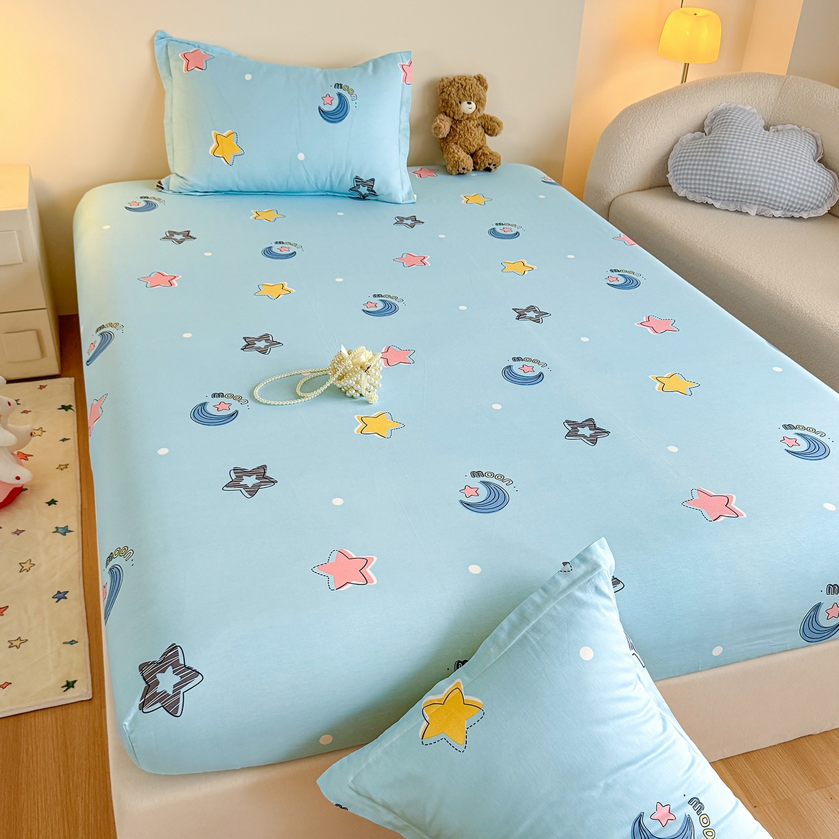 91家纺网 家纺一手货源 找家纺 尚帛 2026新款全棉品质喷气印花爆款四件套 多规格套件 单品系列-单床笠 星梦想