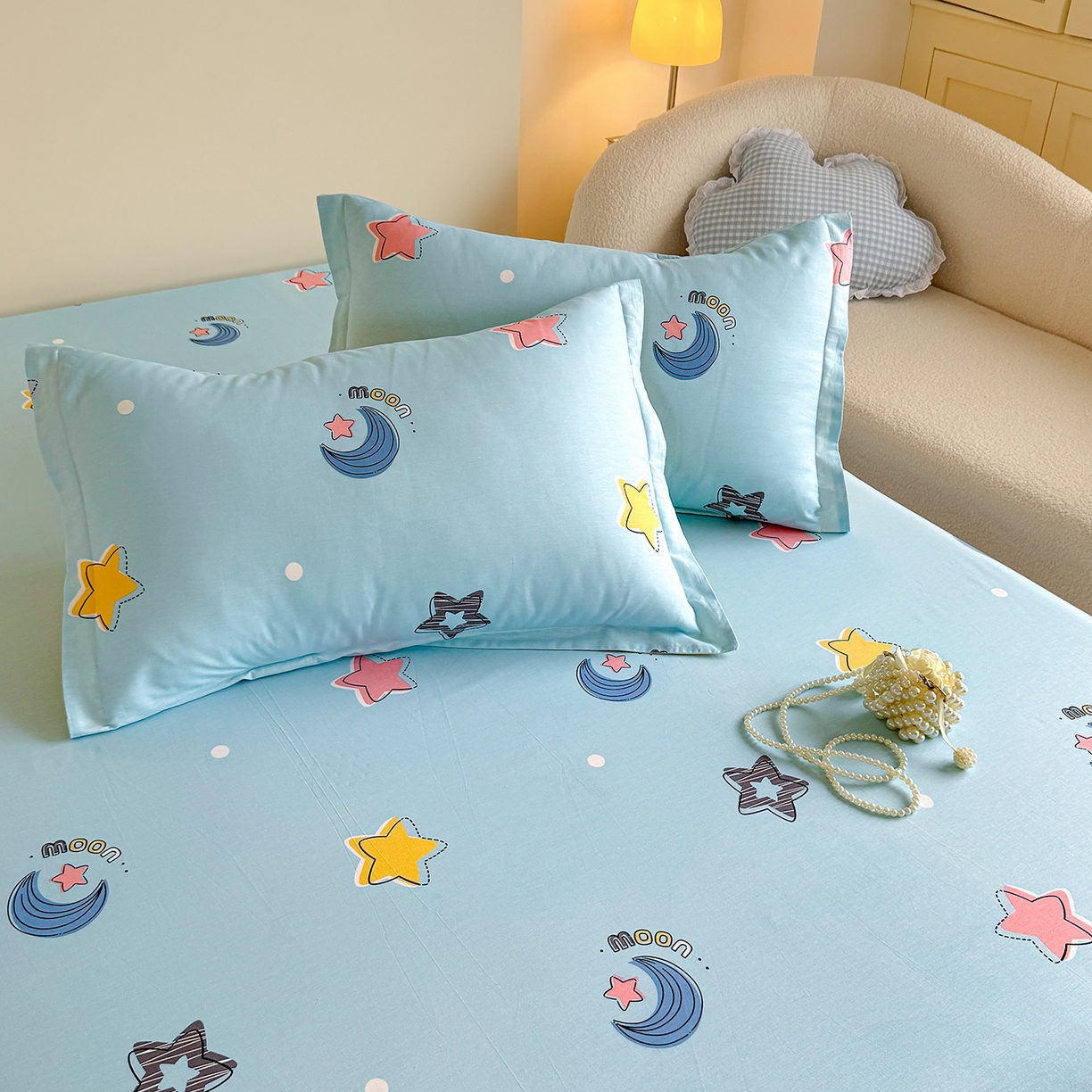 91家纺网 家纺一手货源 找家纺 尚帛 2026新款全棉品质喷气印花爆款四件套 多规格套件 单品系列-单床笠 星梦想