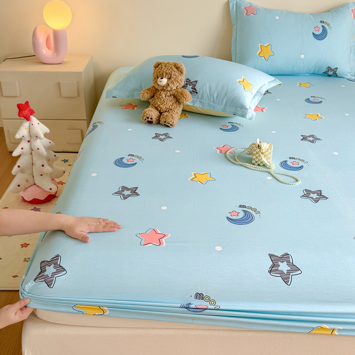 91家纺网 家纺一手货源 找家纺 尚帛 2026新款全棉品质喷气印花爆款四件套 多规格套件 单品系列-单床笠 星梦想