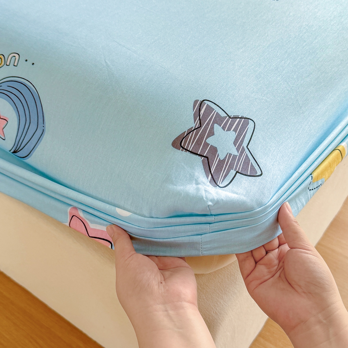 91家纺网 家纺一手货源 找家纺 尚帛 2026新款全棉品质喷气印花爆款四件套 多规格套件 单品系列-单床笠 星梦想