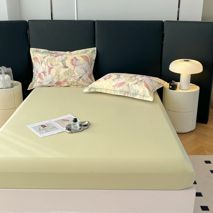 91家纺网 家纺一手货源 找家纺 艾迪尚家纺 2026新款133X76宽幅全棉纯棉印花单品床笠 床笠单件 霓裳-黄