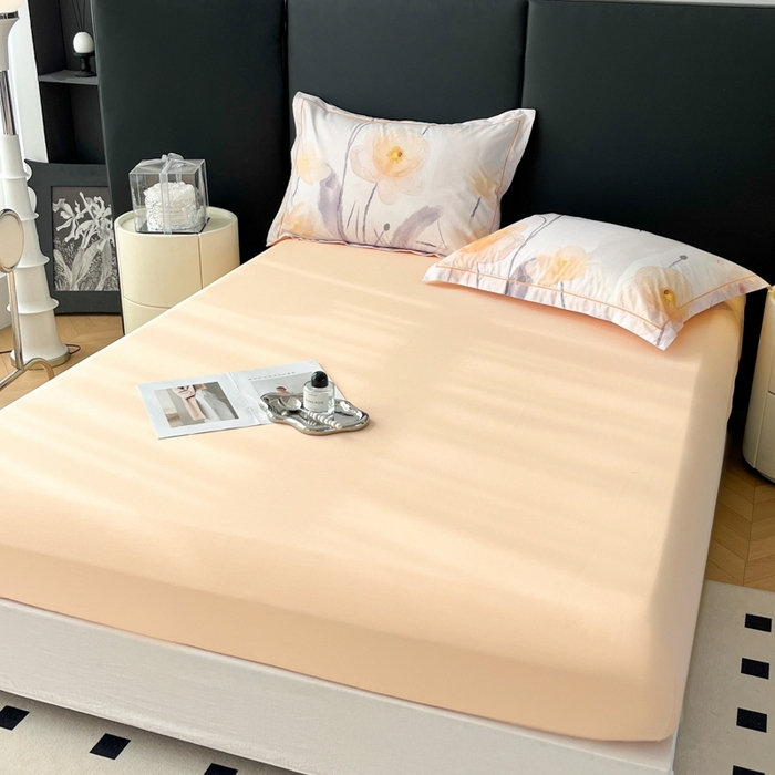 91家纺网 家纺一手货源 找家纺 艾迪尚家纺 2026新款133X76宽幅全棉纯棉印花单品床笠 床笠单件 星荷-桔