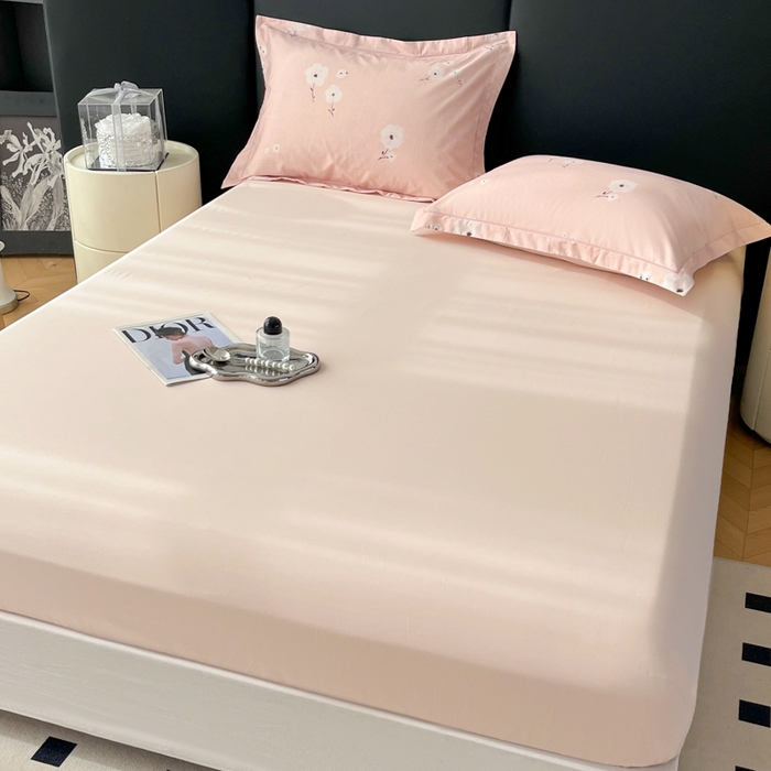 91家纺网 家纺一手货源 找家纺 艾迪尚家纺 2026新款133X76宽幅全棉纯棉印花单品床笠 床笠单件 南意-粉