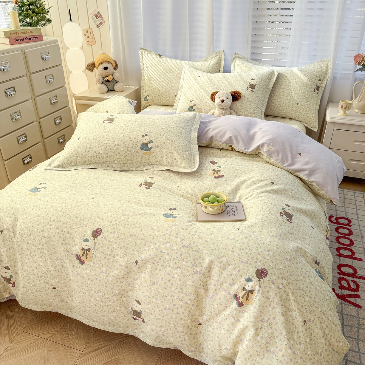 91家纺网 家纺一手货源 找家纺 尚帛 2026新款全棉品质喷气印花爆款四件套 多规格套件 单品系列-单被套 碎花学院