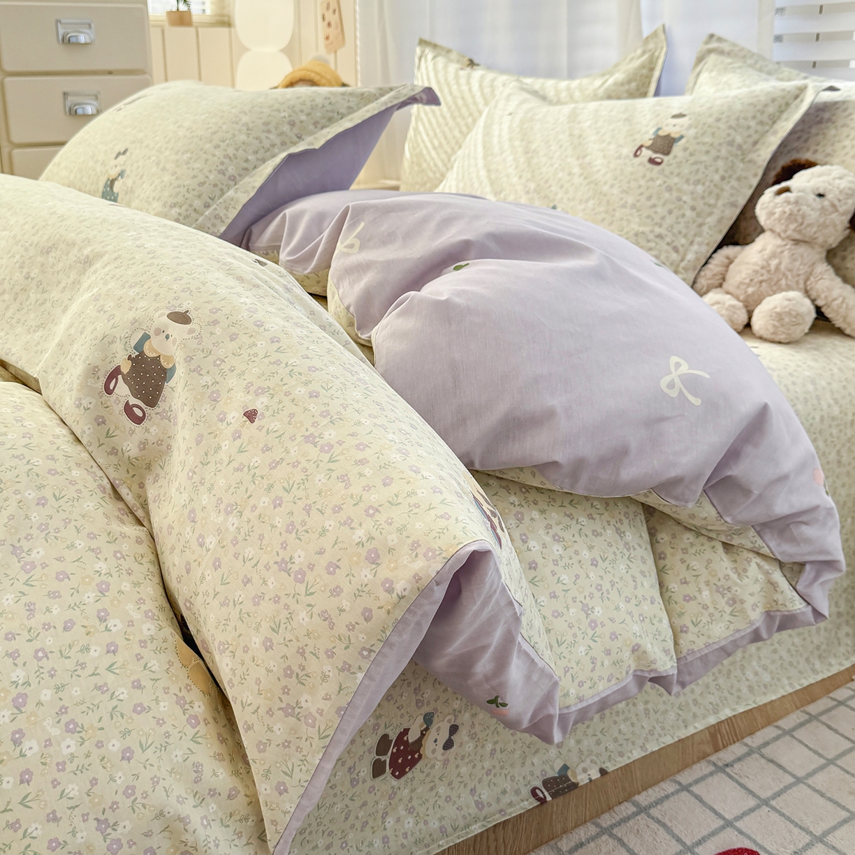 91家纺网 家纺一手货源 找家纺 尚帛 2026新款全棉品质喷气印花爆款四件套 多规格套件 单品系列-单被套 碎花学院