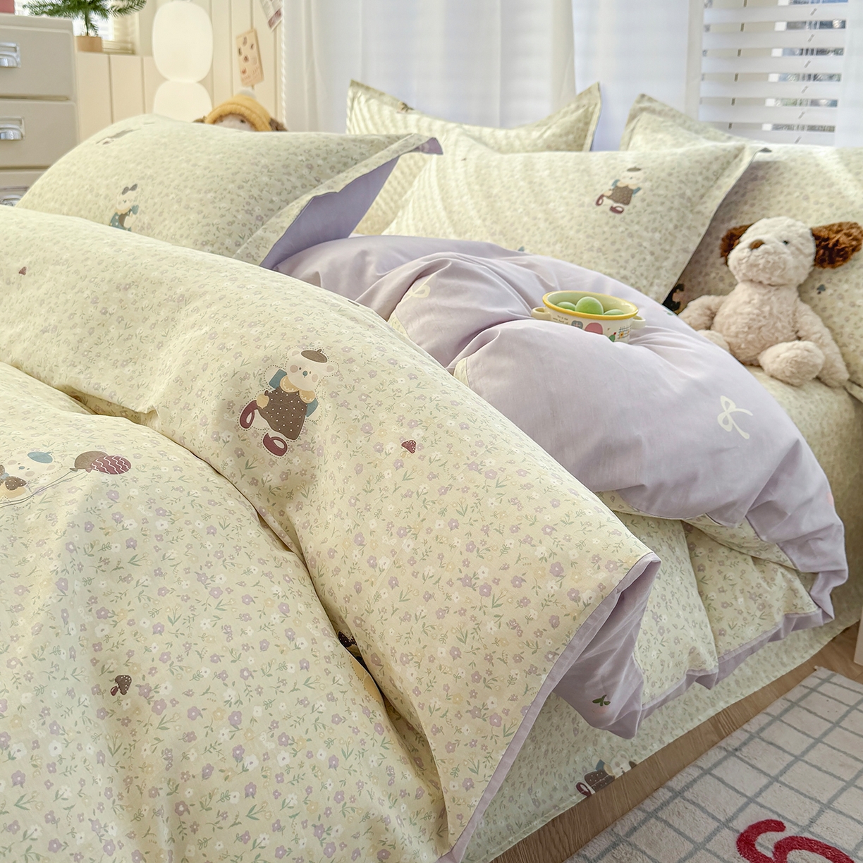 91家纺网 家纺一手货源 找家纺 尚帛 2026新款全棉品质喷气印花爆款四件套 多规格套件 单品系列-单被套 碎花学院