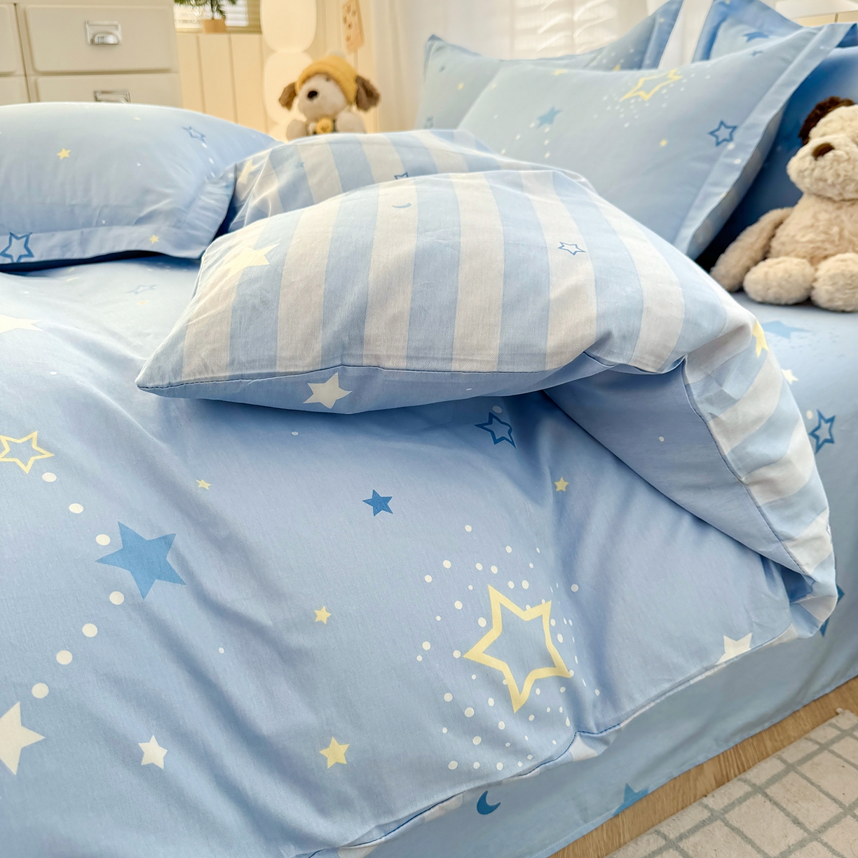 91家纺网 家纺一手货源 找家纺 尚帛 2026新款全棉品质喷气印花爆款四件套 多规格套件 单品系列-单被套 五星集