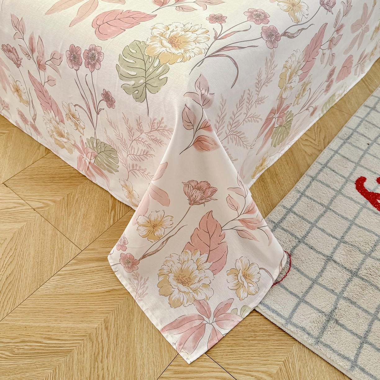 91家纺网 家纺一手货源 找家纺 尚帛 2026新款全棉品质喷气印花爆款四件套 多规格套件 单品系列-单被套 叶柔粉