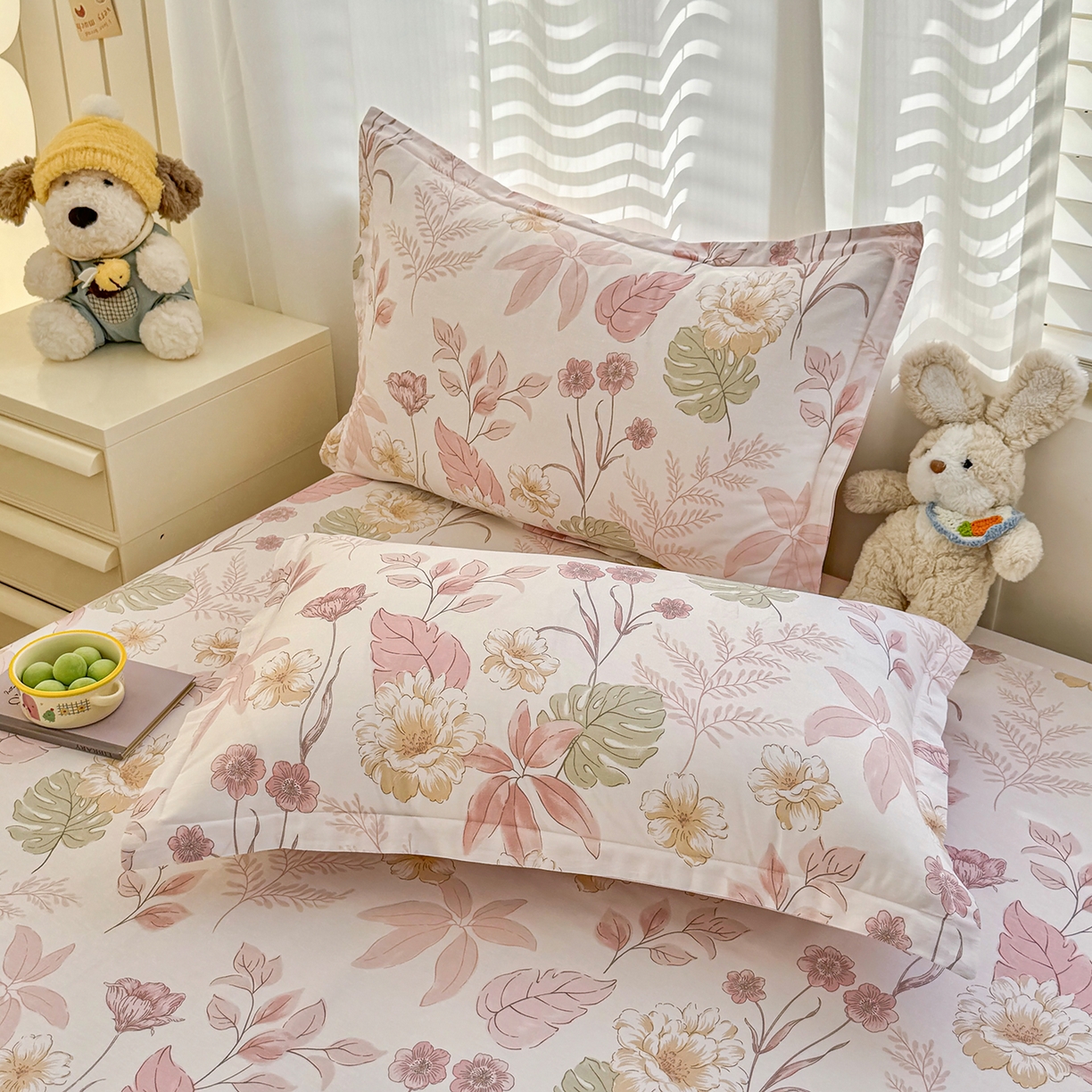 91家纺网 家纺一手货源 找家纺 尚帛 2026新款全棉品质喷气印花爆款四件套 多规格套件 单品系列-单被套 叶柔粉