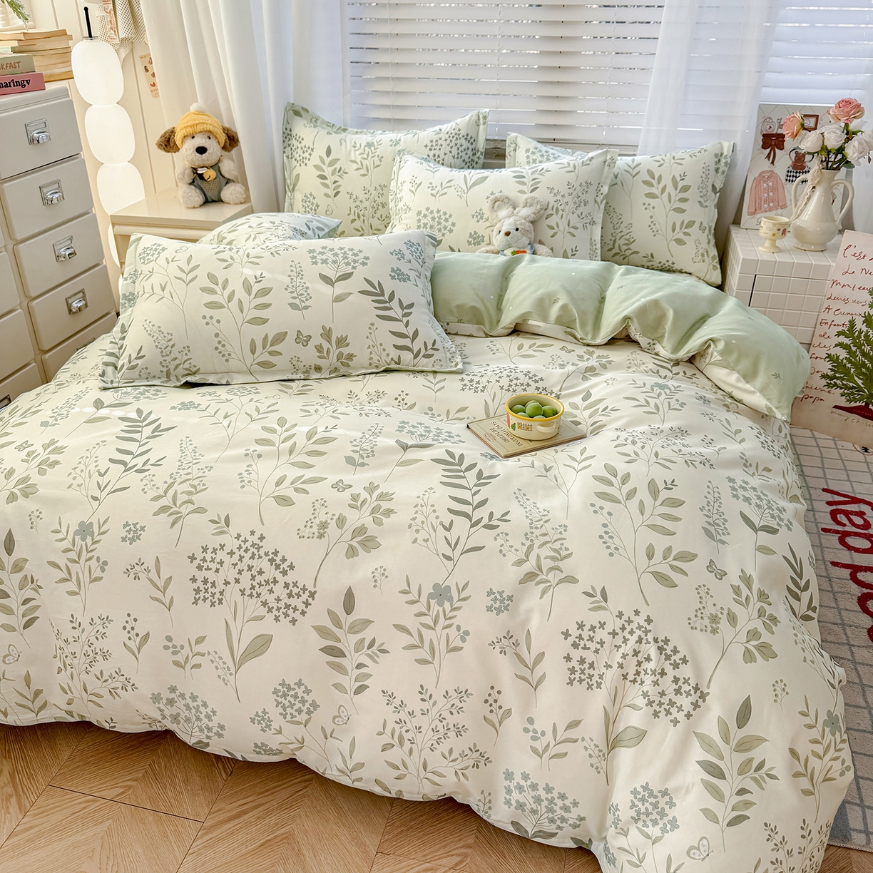 91家纺网 家纺一手货源 找家纺 尚帛 2026新款全棉品质喷气印花爆款四件套 多规格套件 单品系列-单被套 叶之恋