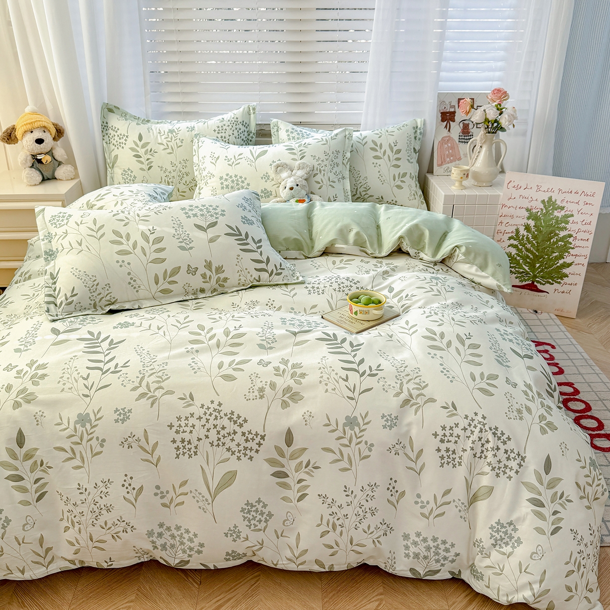 91家纺网 家纺一手货源 找家纺 尚帛 2026新款全棉品质喷气印花爆款四件套 多规格套件 单品系列-单被套 叶之恋