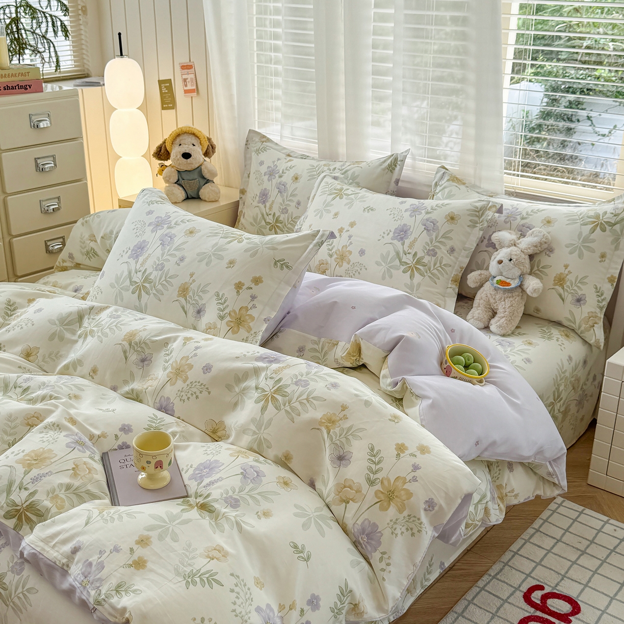 91家纺网 家纺一手货源 找家纺 尚帛 2026新款全棉品质喷气印花爆款四件套 多规格套件 单品系列-单被套 爱的花海