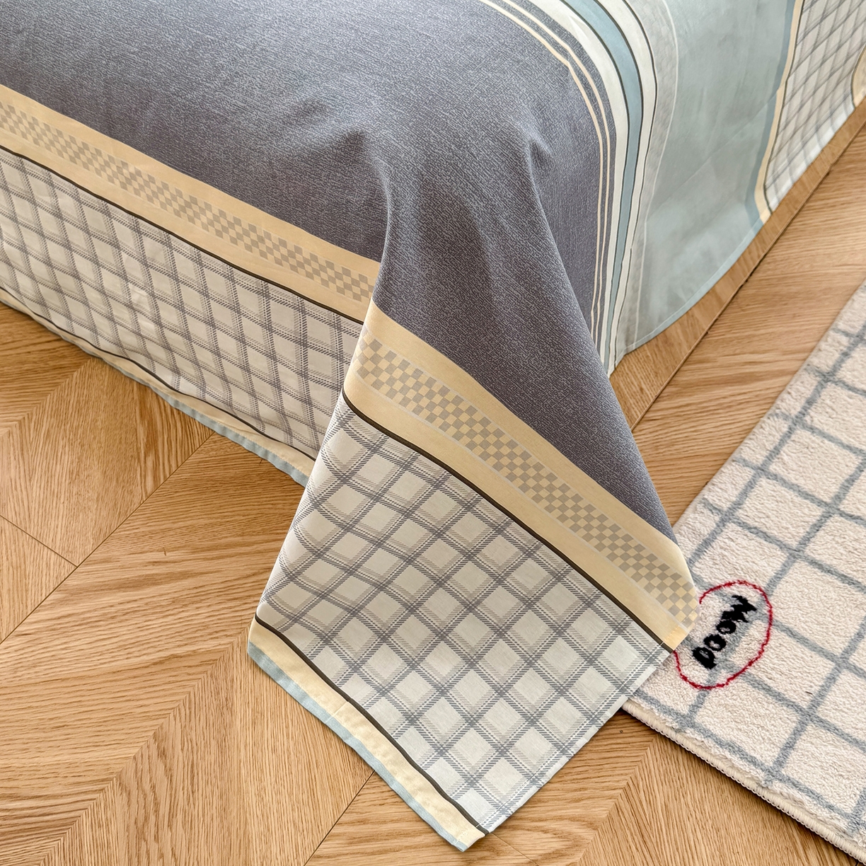 91家纺网 家纺一手货源 找家纺 尚帛 2026新款全棉品质喷气印花爆款四件套 多规格套件 单品系列-单被套 爱之艺术-灰