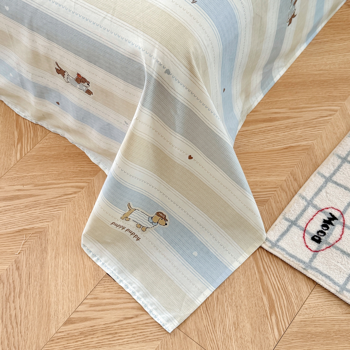 91家纺网 家纺一手货源 找家纺 尚帛 2026新款全棉品质喷气印花爆款四件套 多规格套件 单品系列-单被套 奔跑小狗