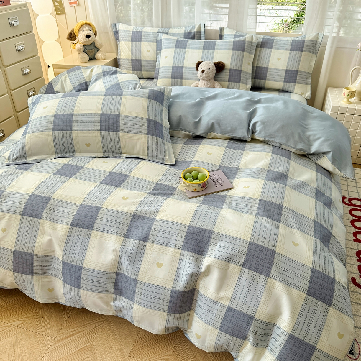 91家纺网 家纺一手货源 找家纺 尚帛 2026新款全棉品质喷气印花爆款四件套 多规格套件 单品系列-单被套 初心-灰