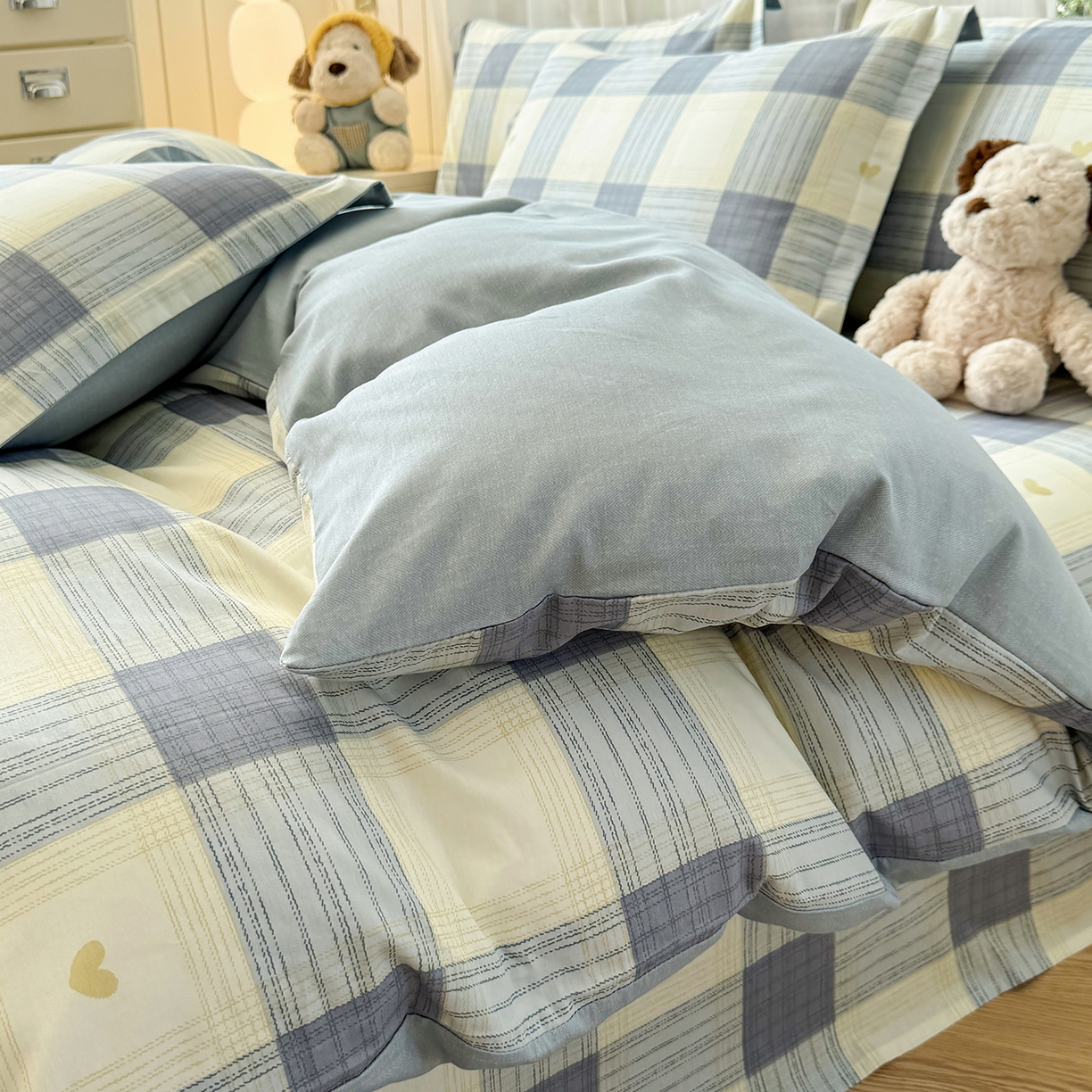 91家纺网 家纺一手货源 找家纺 尚帛 2026新款全棉品质喷气印花爆款四件套 多规格套件 单品系列-单被套 初心-灰