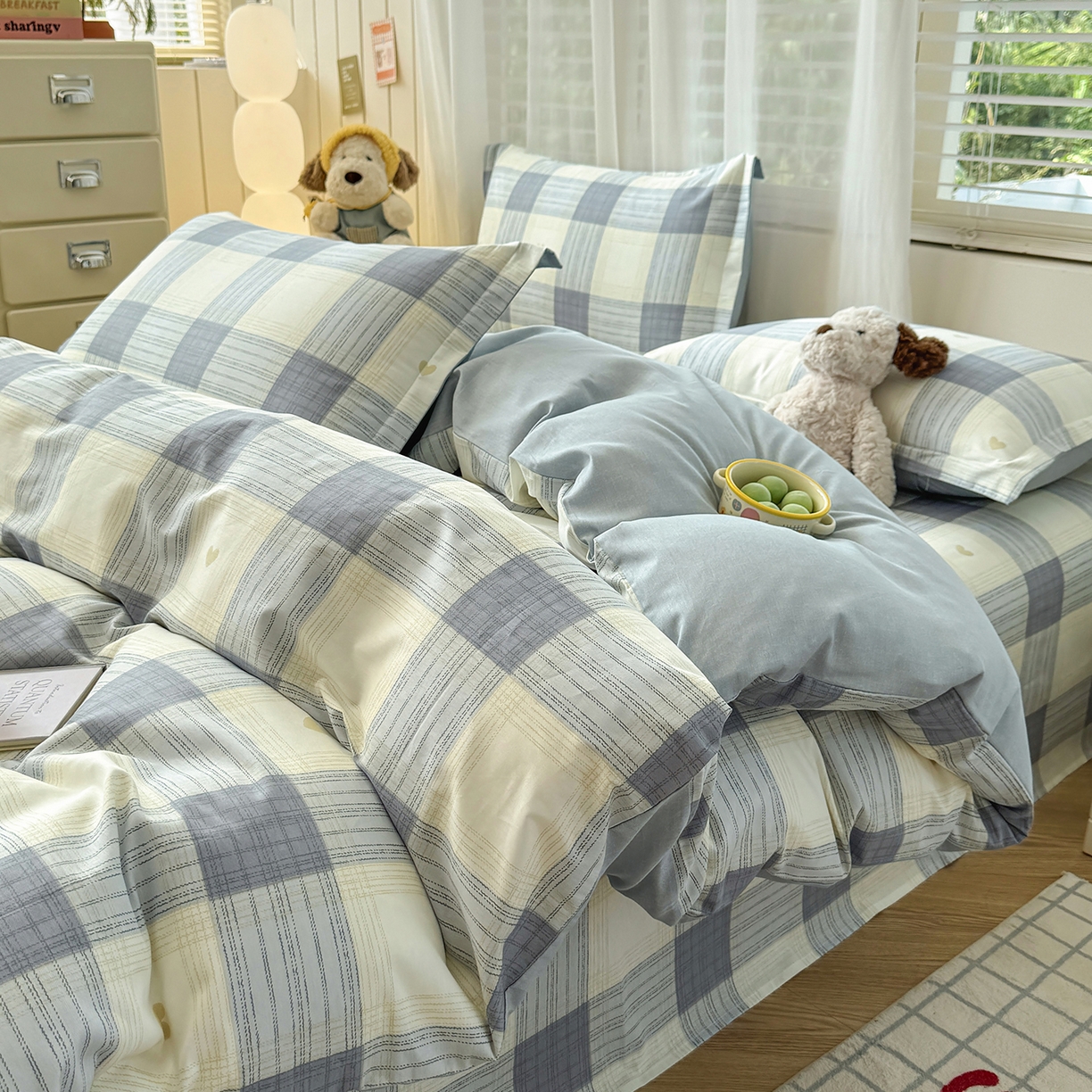 91家纺网 家纺一手货源 找家纺 尚帛 2026新款全棉品质喷气印花爆款四件套 多规格套件 单品系列-单被套 初心-灰