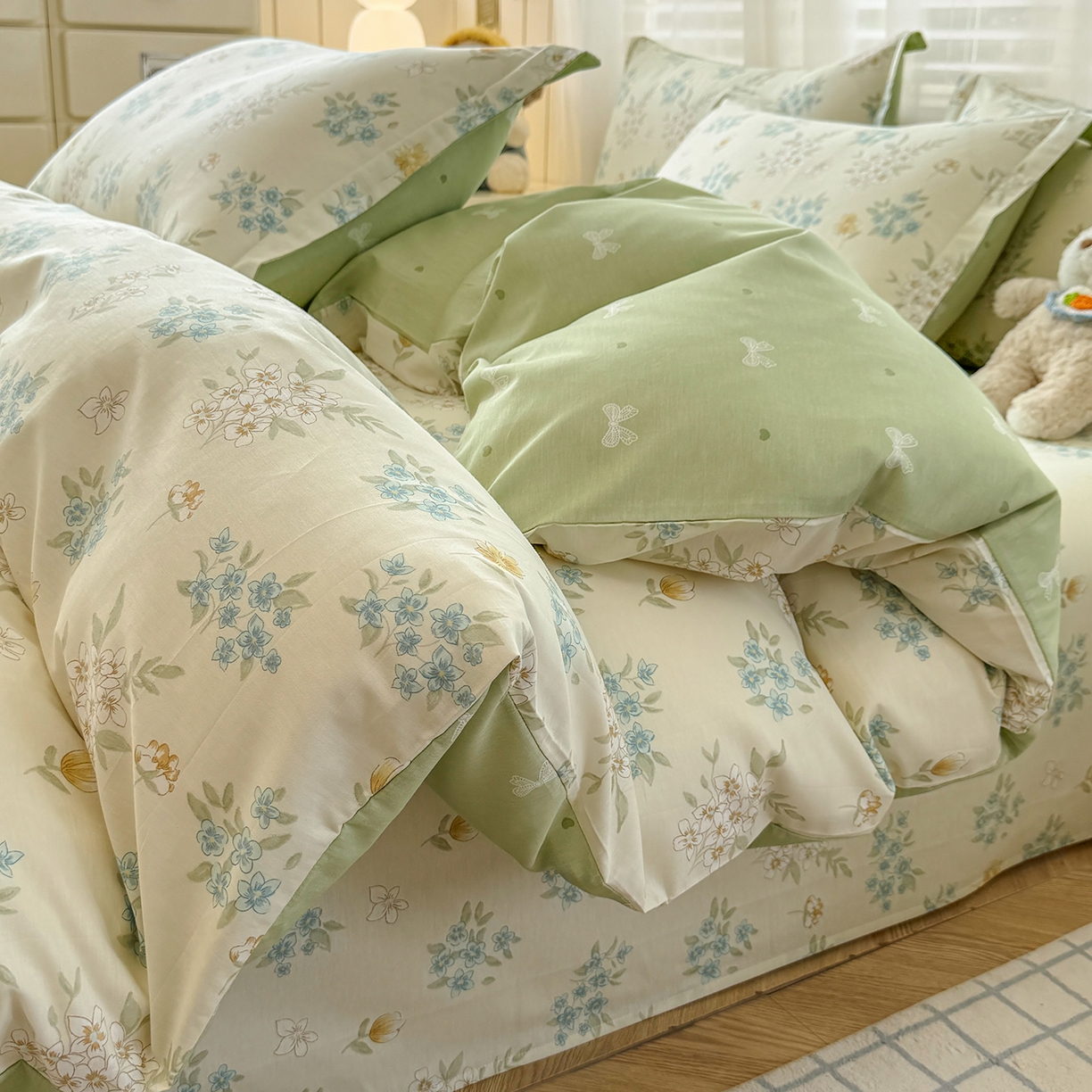 91家纺网 家纺一手货源 找家纺 尚帛 2026新款全棉品质喷气印花爆款四件套 多规格套件 单品系列-单被套 春漫庭