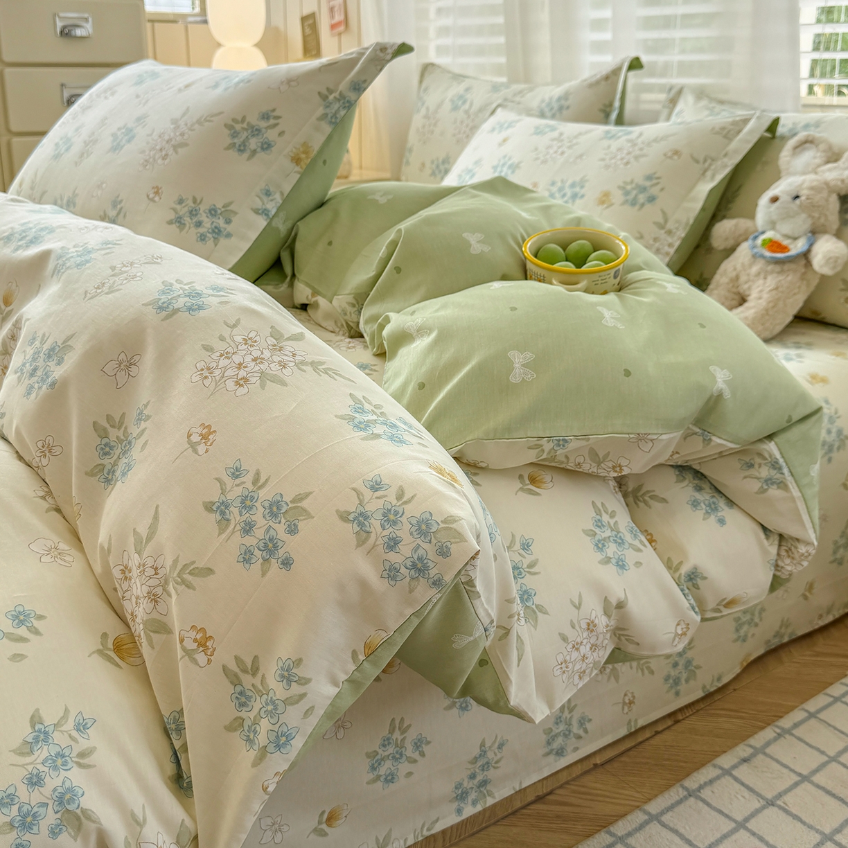 91家纺网 家纺一手货源 找家纺 尚帛 2026新款全棉品质喷气印花爆款四件套 多规格套件 单品系列-单被套 春漫庭