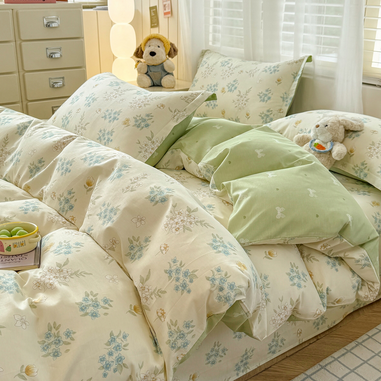 91家纺网 家纺一手货源 找家纺 尚帛 2026新款全棉品质喷气印花爆款四件套 多规格套件 单品系列-单被套 春漫庭