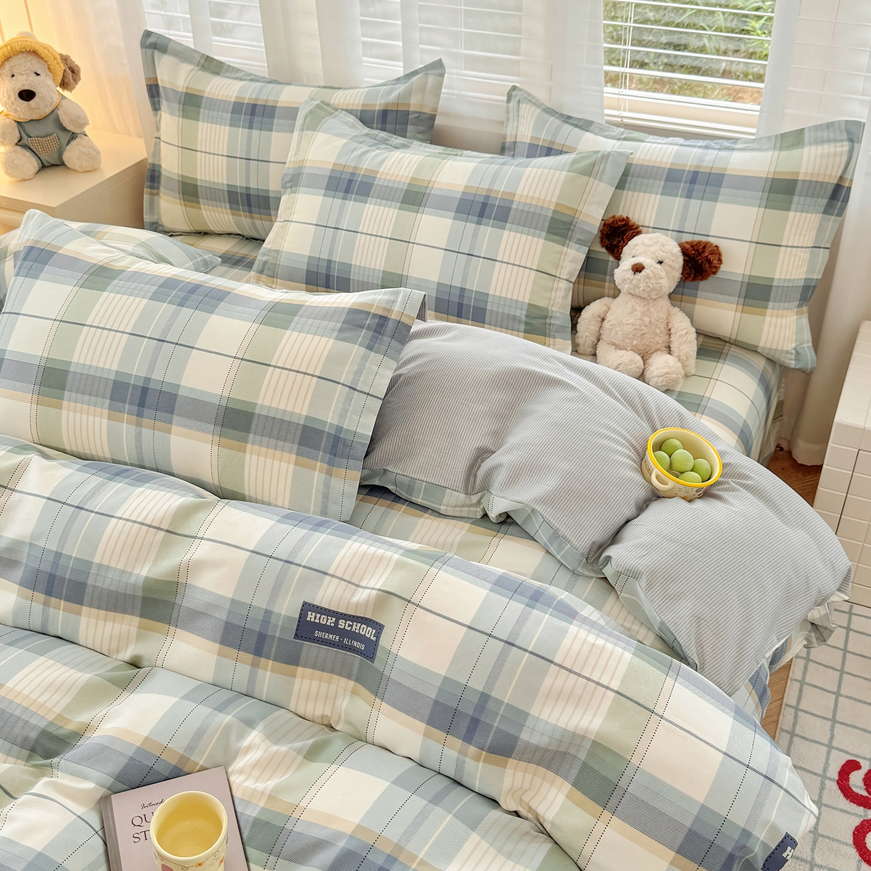 91家纺网 家纺一手货源 找家纺 尚帛 2026新款全棉品质喷气印花爆款四件套 多规格套件 单品系列-单被套 格兰德-蓝