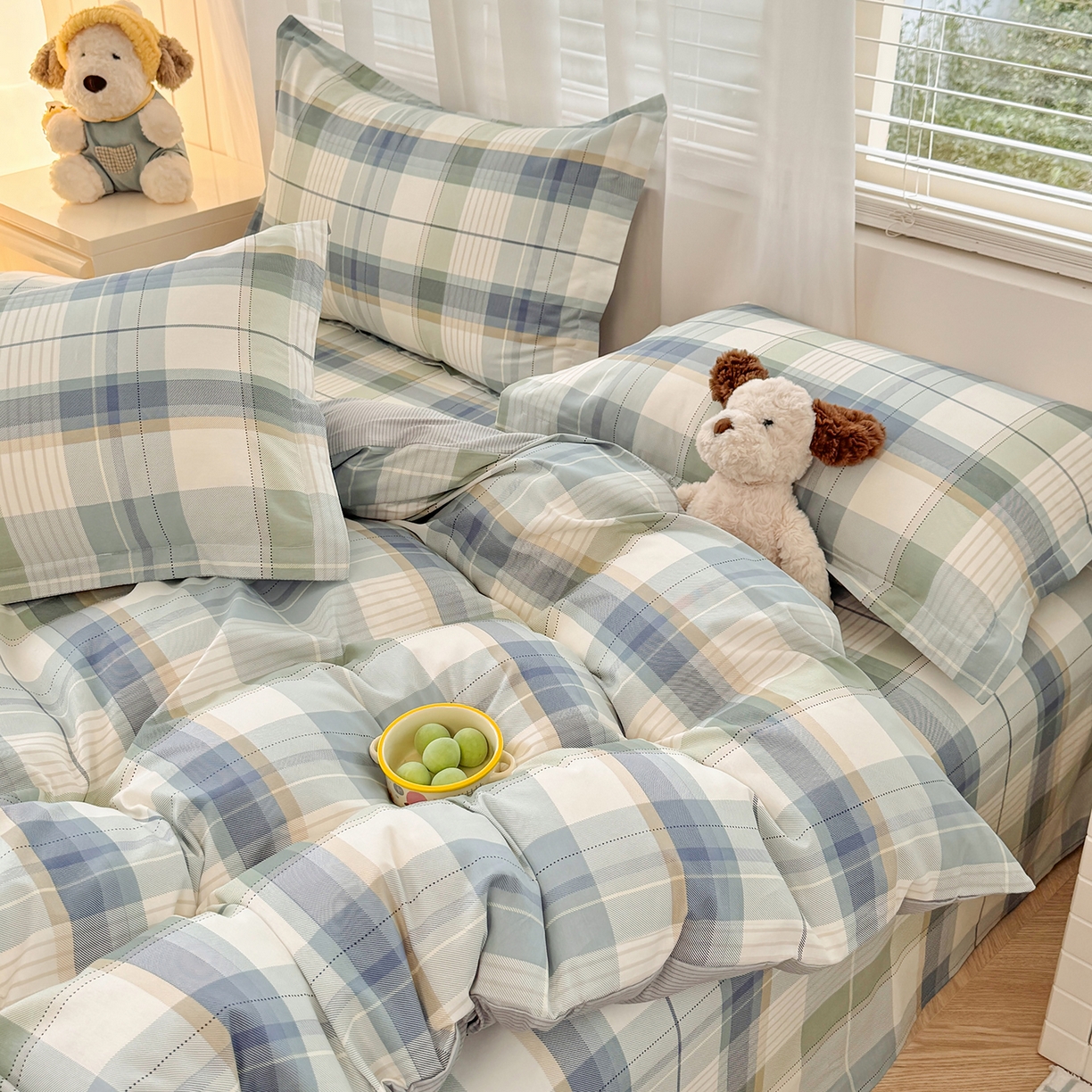 91家纺网 家纺一手货源 找家纺 尚帛 2026新款全棉品质喷气印花爆款四件套 多规格套件 单品系列-单被套 格兰德-蓝