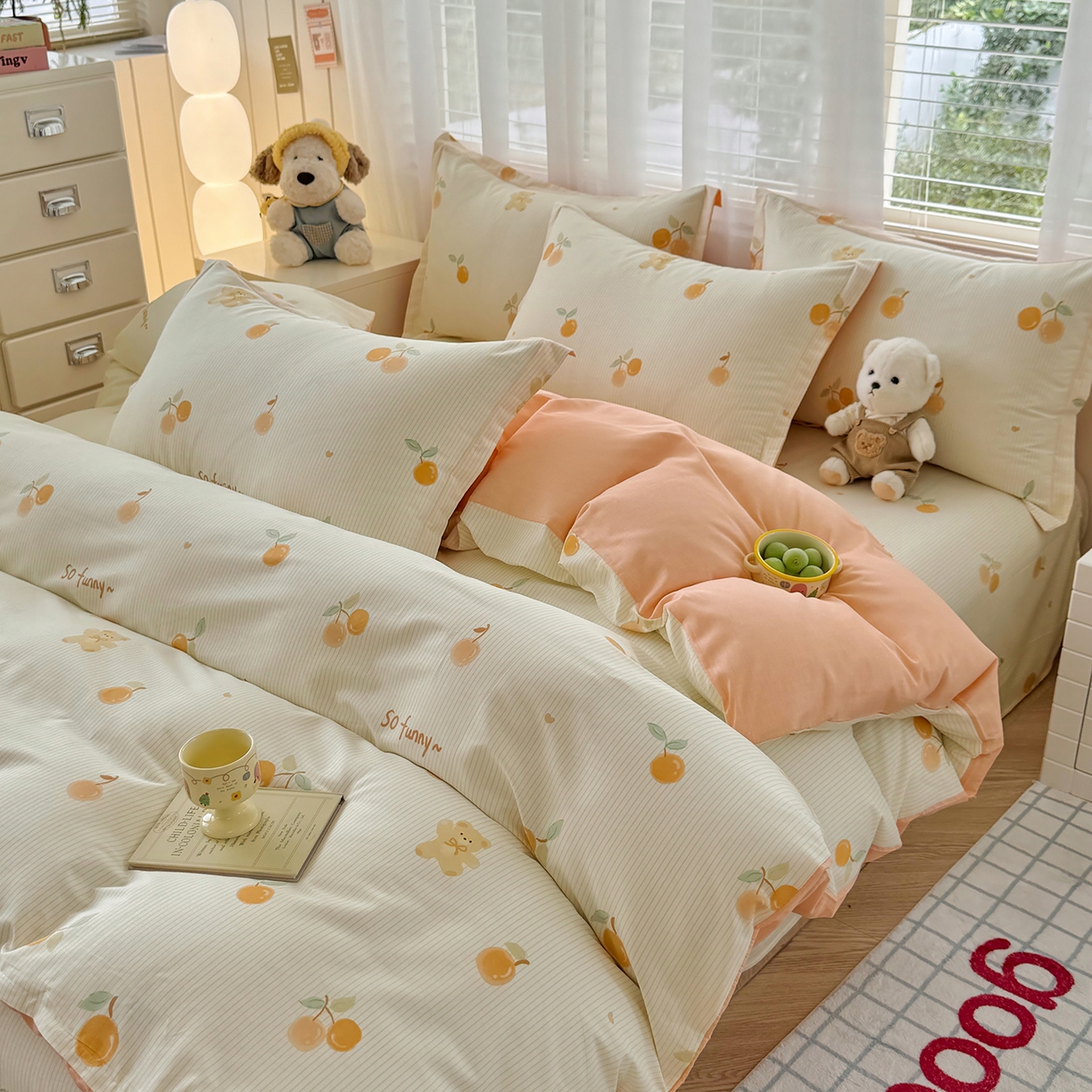 91家纺网 家纺一手货源 找家纺 尚帛 2026新款全棉品质喷气印花爆款四件套 多规格套件 单品系列-单被套 欢乐碰碰熊