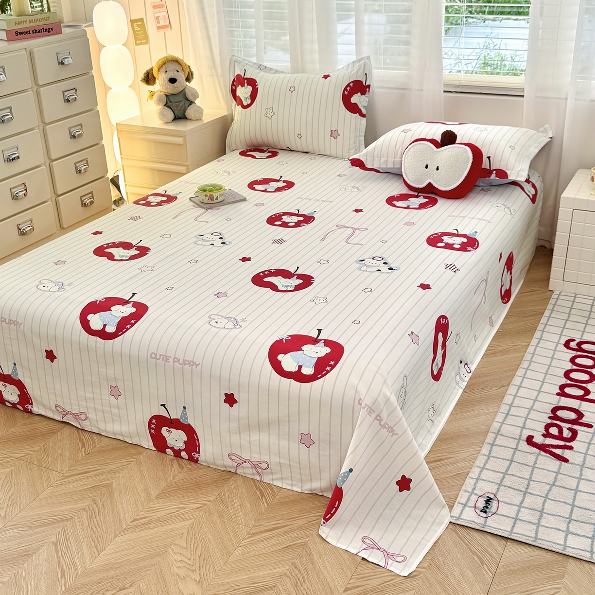 91家纺网 家纺一手货源 找家纺 尚帛 2026新款全棉品质喷气印花爆款四件套 多规格套件 单品系列-单被套 派对柯基